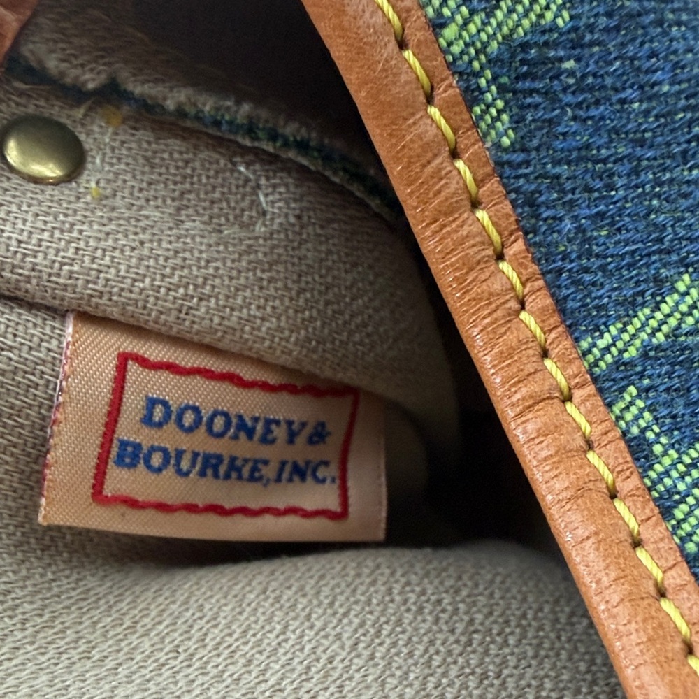 Dooney & Bourke Denim Blue and Lime Green Monogram Pouch - Picture 5 of 6